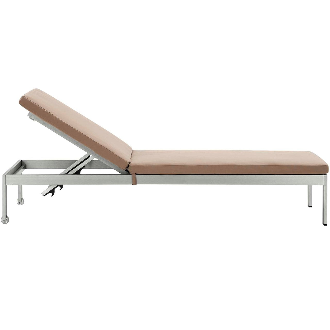 Shore Three PCS Outdoor Patio Aluminum Chaise with Cushions, Brown, Metal 11786