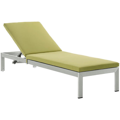 Shore Three PCS Outdoor Patio Aluminum Chaise with Cushions, Green, Metal 11789