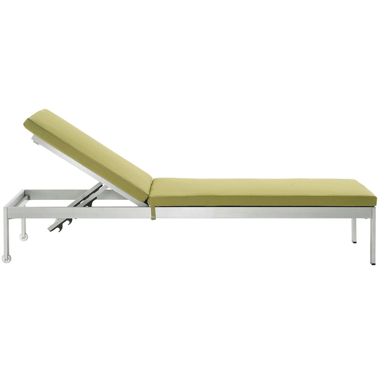Shore Three PCS Outdoor Patio Aluminum Chaise with Cushions, Green, Metal 11789