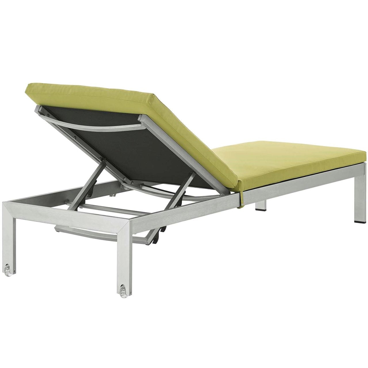 Shore Three PCS Outdoor Patio Aluminum Chaise with Cushions, Green, Metal 11789