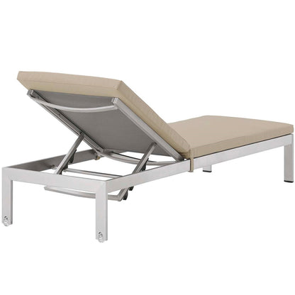 Shore Chaise with Cushions Outdoor Patio Aluminum Set of 2, Beige, Metal 11798