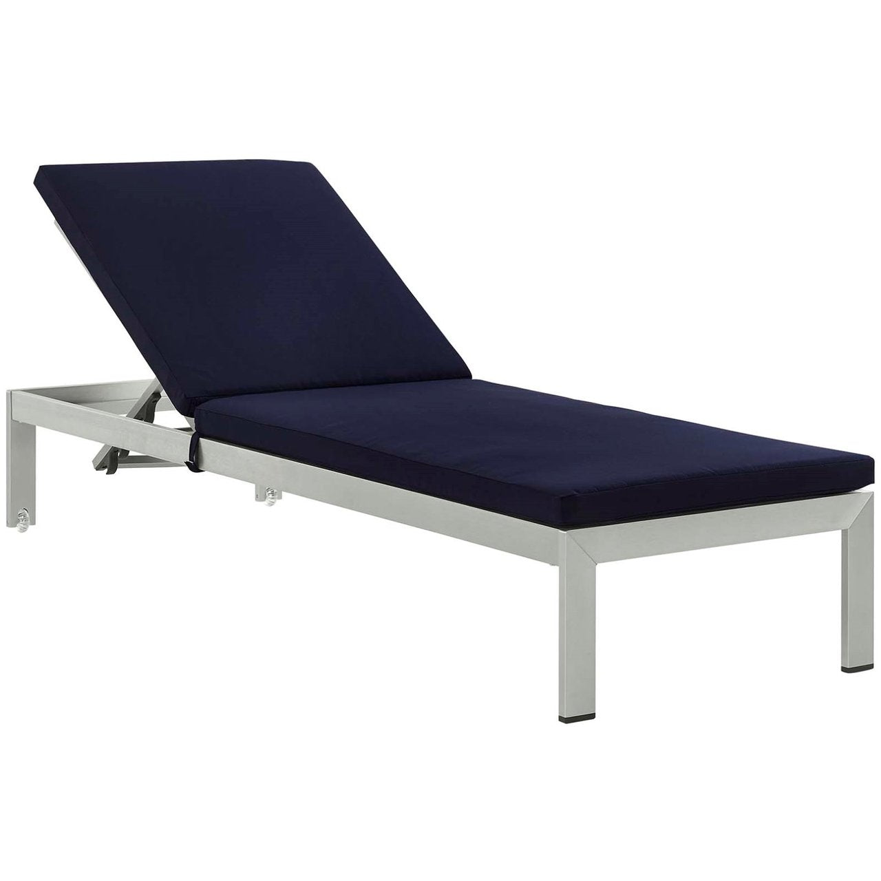 Shore Chaise with Cushions Outdoor Patio Aluminum Set of 2, Navy, Metal 11801