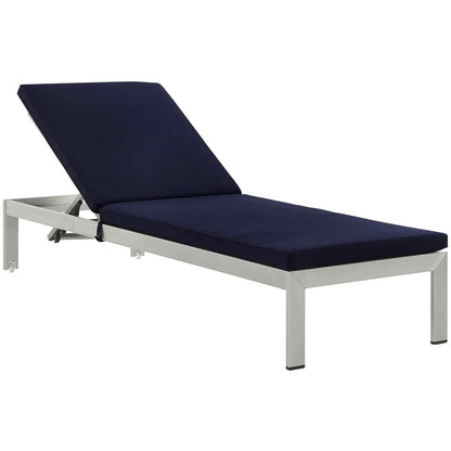 Shore Chaise with Cushions Outdoor Patio Aluminum Set of 2, Navy, Metal 11801