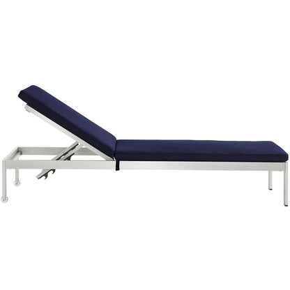 Shore Chaise with Cushions Outdoor Patio Aluminum Set of 2, Navy, Metal 11801