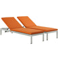 Shore Chaise with Cushions Outdoor Patio Aluminum Set of 2, Orange, Metal 11802