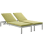 Shore Chaise with Cushions Outdoor Patio Aluminum Set of 2, Green, Metal 11803