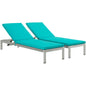 Shore Chaise with Cushions Outdoor Patio Aluminum Set of 2, Blue, Metal 11804
