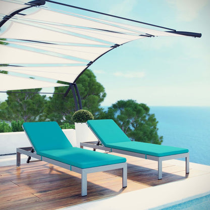Shore Chaise with Cushions Outdoor Patio Aluminum Set of 2, Blue, Metal 11804