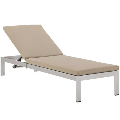 Shore Chaise with Cushions Outdoor Patio Aluminum Set of 4, Beige, Metal 11812