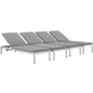 Shore Chaise with Cushions Outdoor Patio Aluminum Set of 4, Grey, Metal 11813