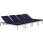 Shore Chaise with Cushions Outdoor Patio Aluminum Set of 4, Navy, Metal 11815