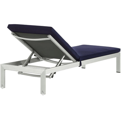 Shore Chaise with Cushions Outdoor Patio Aluminum Set of 4, Navy, Metal 11815
