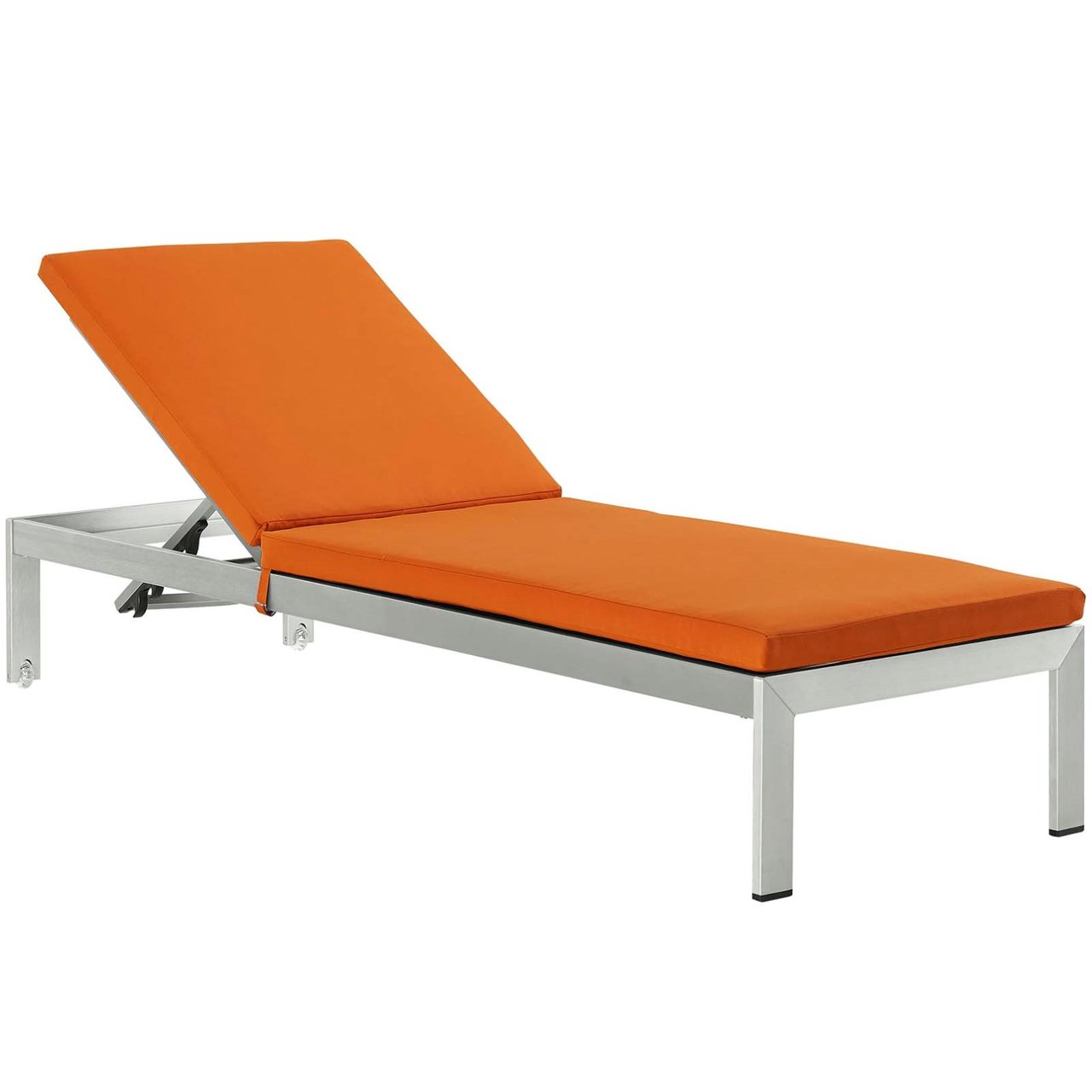 Shore Chaise with Cushions Outdoor Patio Aluminum Set of 4, Orange, Metal 11816