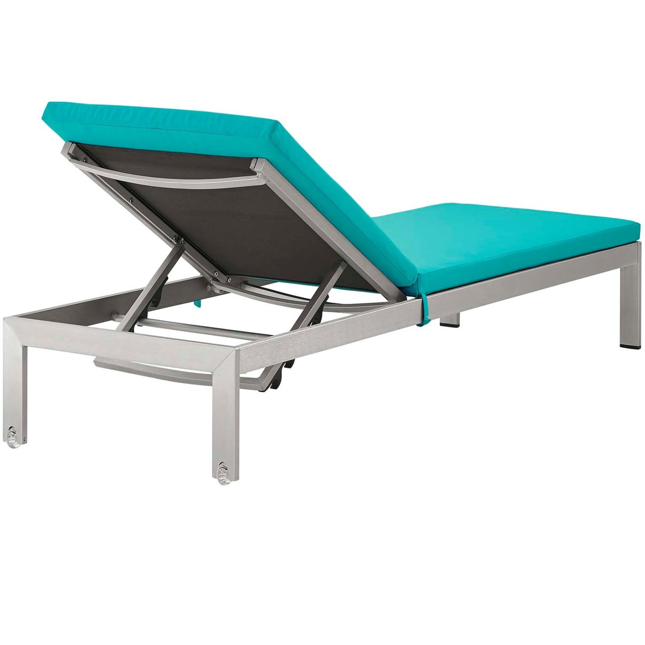 Shore Chaise with Cushions Outdoor Patio Aluminum Set of 4, Blue, Metal 11818