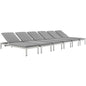 Shore Chaise with Cushions Outdoor Patio Aluminum Set of 6, Grey, Metal 11821