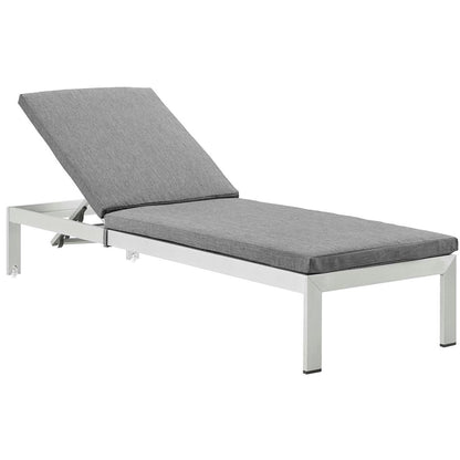 Shore Chaise with Cushions Outdoor Patio Aluminum Set of 6, Grey, Metal 11821