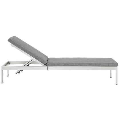 Shore Chaise with Cushions Outdoor Patio Aluminum Set of 6, Grey, Metal 11821