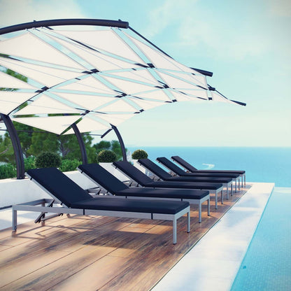 Shore Chaise with Cushions Outdoor Patio Aluminum Set of 6, Navy, Metal 11823