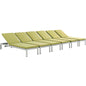 Shore Chaise with Cushions Outdoor Patio Aluminum Set of 6, Green, Metal 11825
