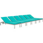 Shore Chaise with Cushions Outdoor Patio Aluminum Set of 6, Blue, Metal 11826