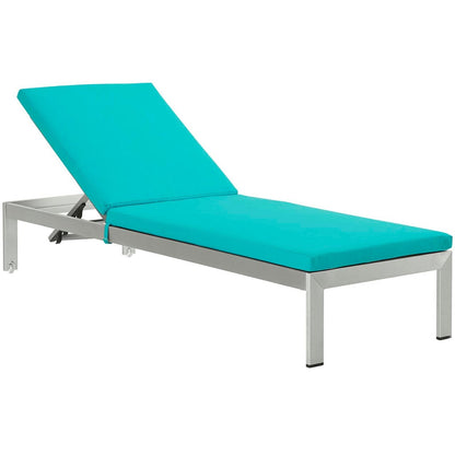 Shore Chaise with Cushions Outdoor Patio Aluminum Set of 6, Blue, Metal 11826