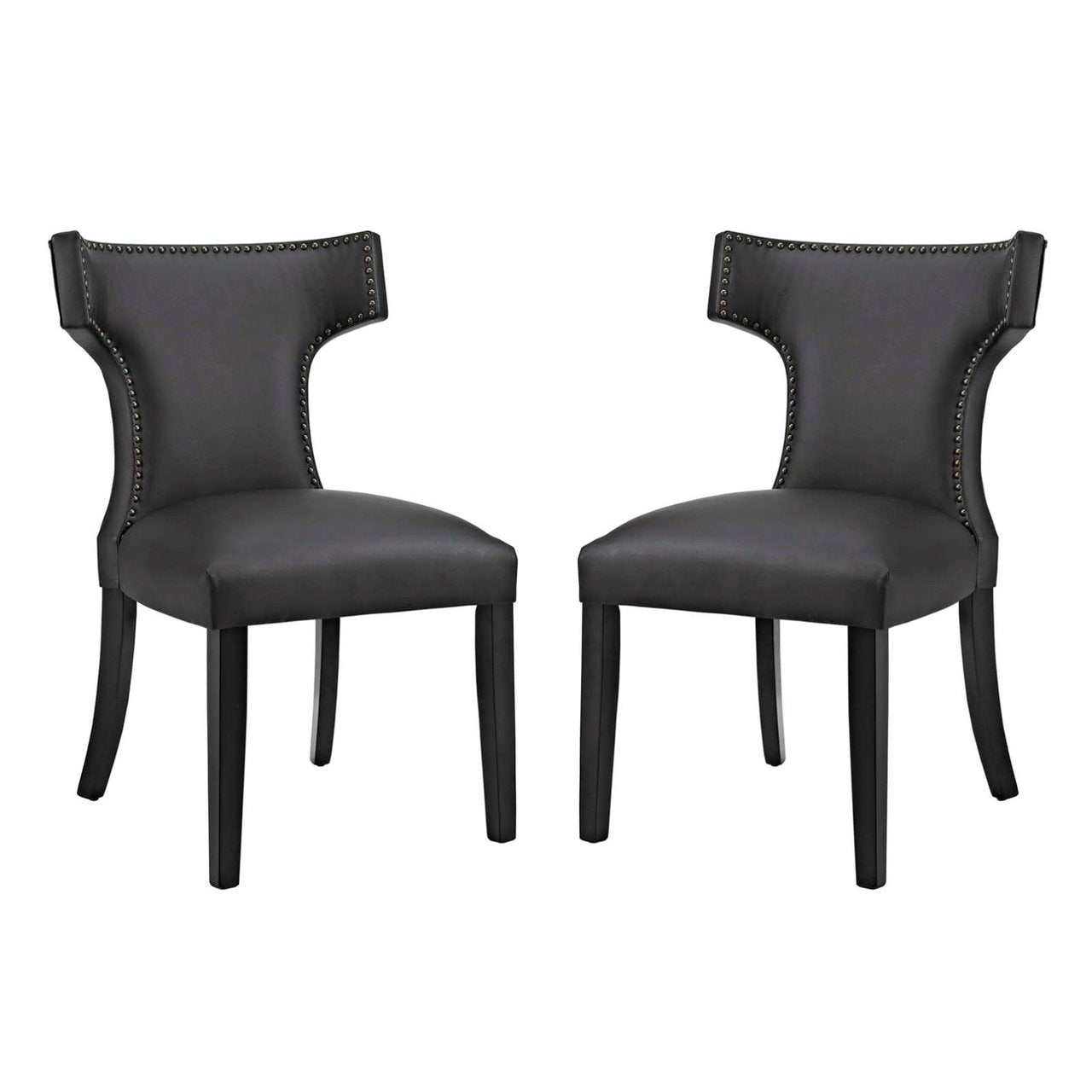 Curve Dining Side Chair Vinyl Set of 2, Black, Faux Leather 11834