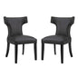 Curve Dining Side Chair Vinyl Set of 2, Black, Faux Leather 11834