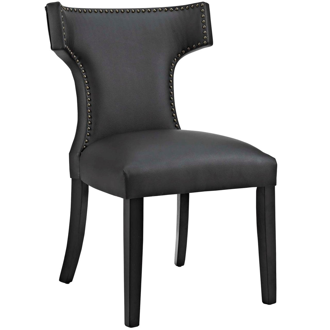 Curve Dining Side Chair Vinyl Set of 2, Black, Faux Leather 11834