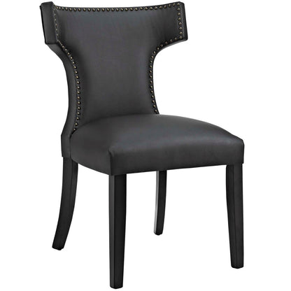 Curve Dining Side Chair Vinyl Set of 2, Black, Faux Leather 11834