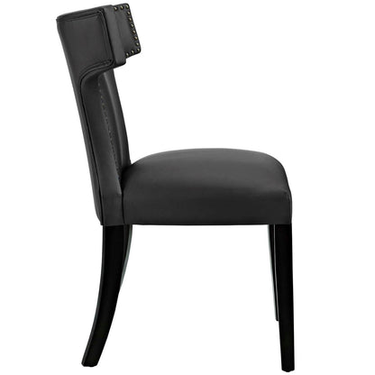 Curve Dining Side Chair Vinyl Set of 2, Black, Faux Leather 11834
