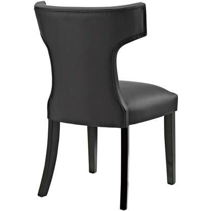 Curve Dining Side Chair Vinyl Set of 2, Black, Faux Leather 11834