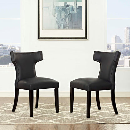Curve Dining Side Chair Vinyl Set of 2, Black, Faux Leather 11834