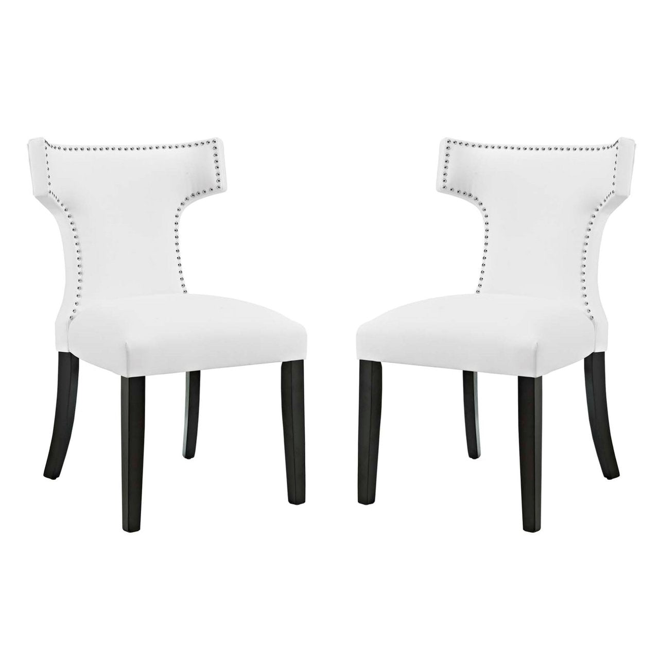 Curve Dining Side Chair Vinyl Set of 2, White, Faux Leather 11835