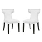 Curve Dining Side Chair Vinyl Set of 2, White, Faux Leather 11835