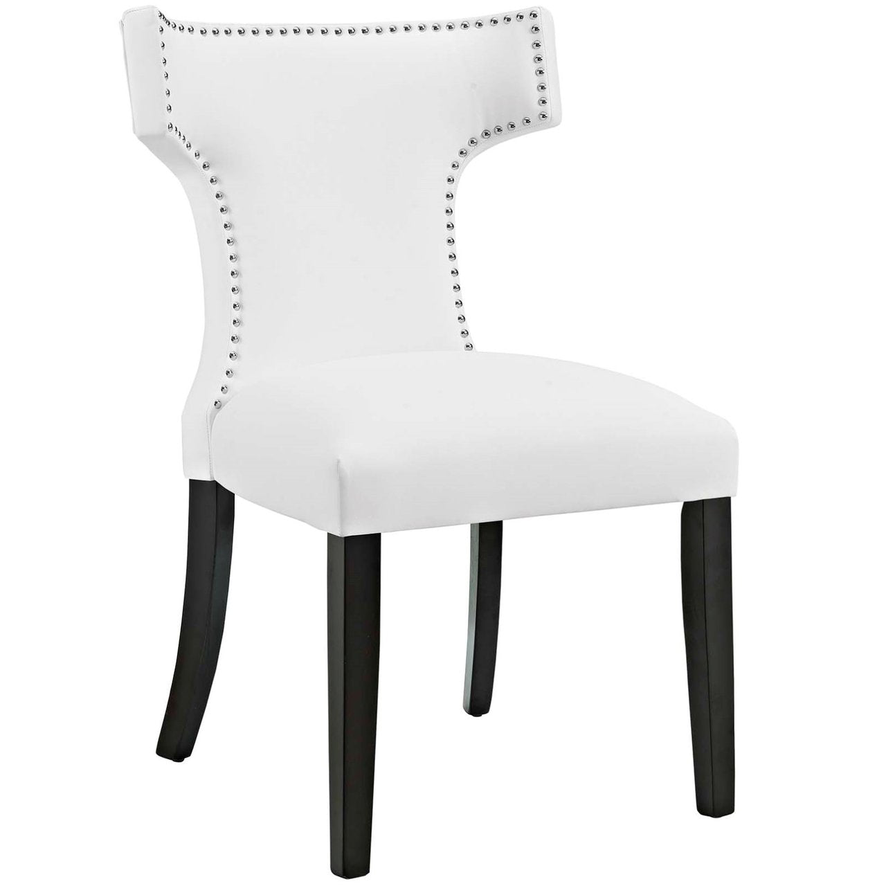 Curve Dining Side Chair Vinyl Set of 2, White, Faux Leather 11835