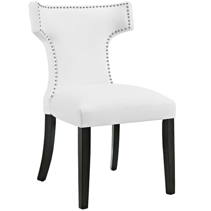 Curve Dining Side Chair Vinyl Set of 2, White, Faux Leather 11835