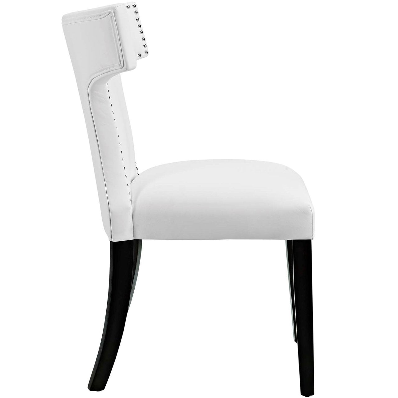 Curve Dining Side Chair Vinyl Set of 2, White, Faux Leather 11835