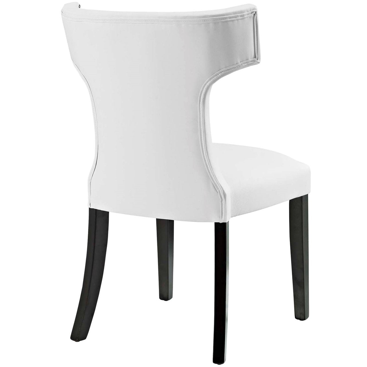Curve Dining Side Chair Vinyl Set of 2, White, Faux Leather 11835
