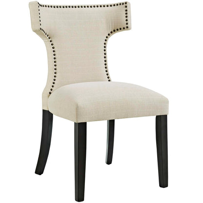 Curve Dining Side Chair Fabric Set of 2, Beige, Fabric 11837
