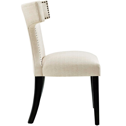 Curve Dining Side Chair Fabric Set of 2, Beige, Fabric 11837