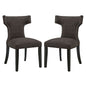 Curve Dining Side Chair Fabric Set of 2, Brown, Fabric 11838