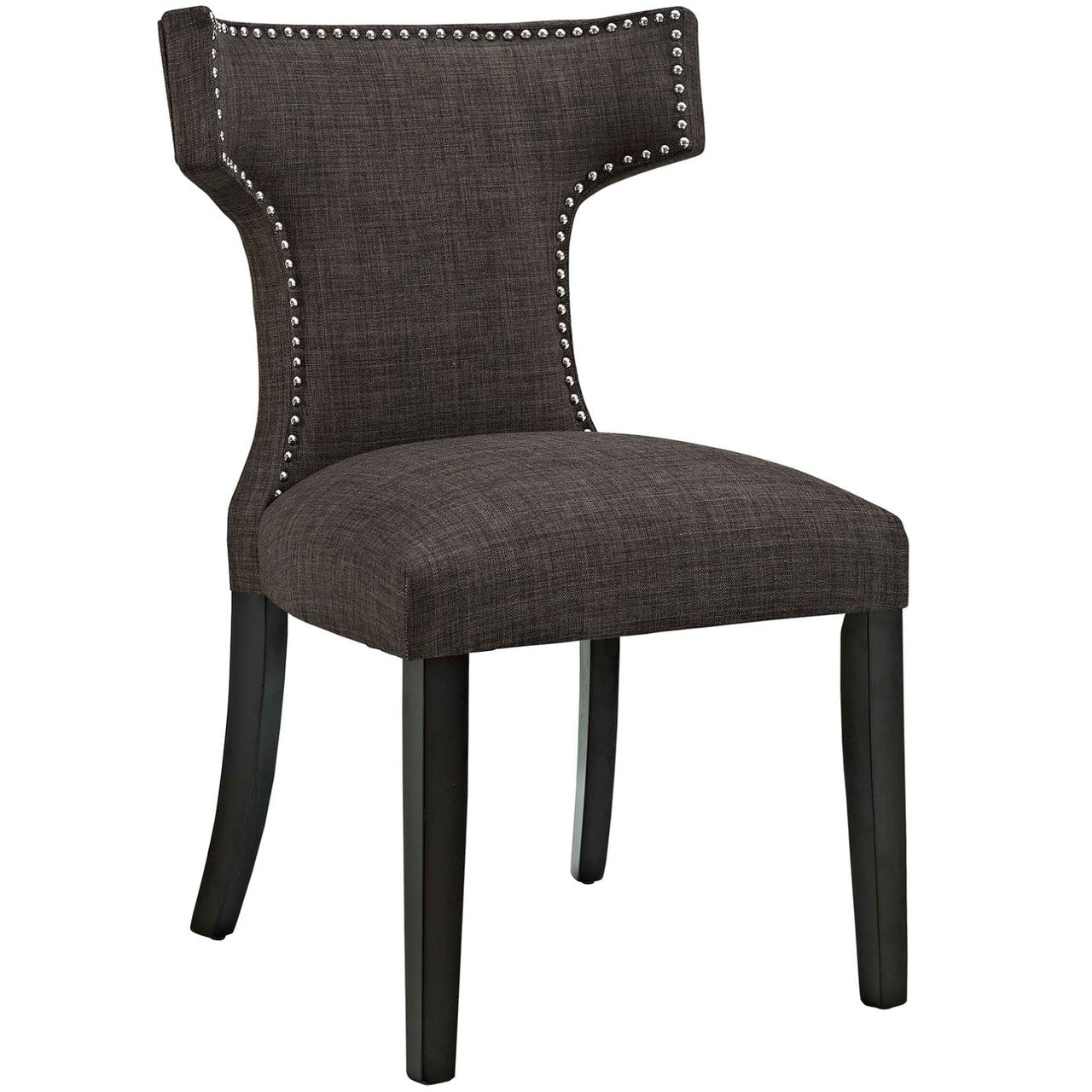 Curve Dining Side Chair Fabric Set of 2, Brown, Fabric 11838