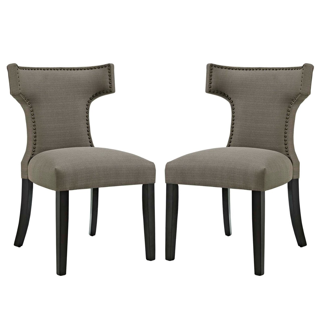 Curve Dining Side Chair Fabric Set of 2, Grey, Fabric 11839