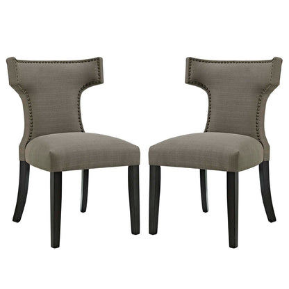 Curve Dining Side Chair Fabric Set of 2, Grey, Fabric 11839
