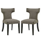 Curve Dining Side Chair Fabric Set of 2, Grey, Fabric 11839