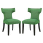 Curve Dining Side Chair Fabric Set of 2, Green, Fabric 11840