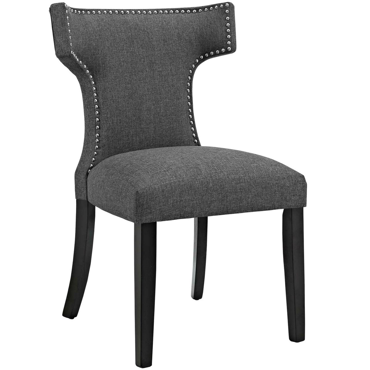 Curve Dining Side Chair Fabric Set of 2, Grey, Fabric 11841