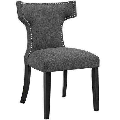 Curve Dining Side Chair Fabric Set of 2, Grey, Fabric 11841