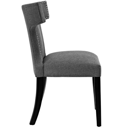 Curve Dining Side Chair Fabric Set of 2, Grey, Fabric 11841