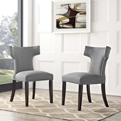 Curve Dining Side Chair Fabric Set of 2, Grey, Fabric 11841